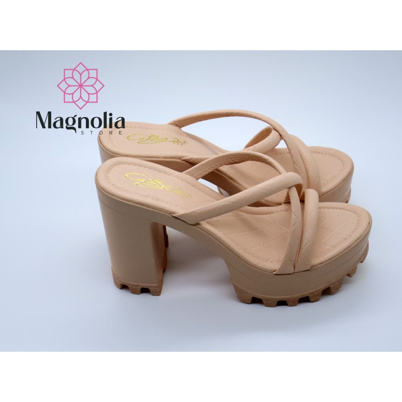 Sandalia con Tacon Tiras Nude Sandalia con Tacon Tiras Nude