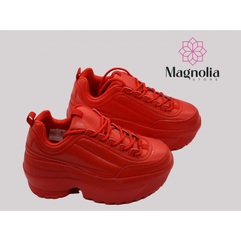 Tenis Rojos con Plataforma Tenis Rojos con Plataforma
